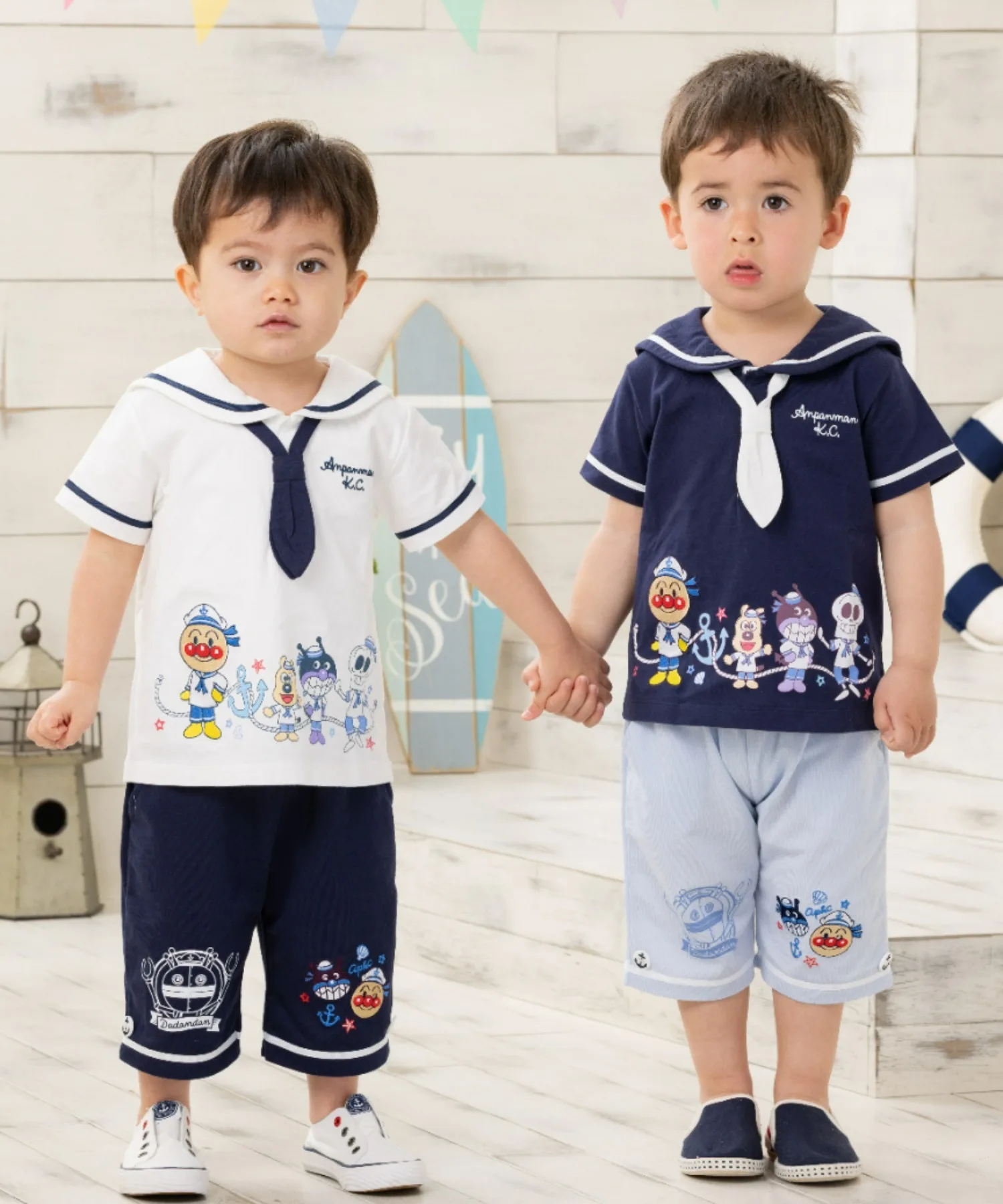Детская футболка с морским дизайном Anpanman Baikinman ANPANMAN KIDS COLLECTION бежевая — фото 3