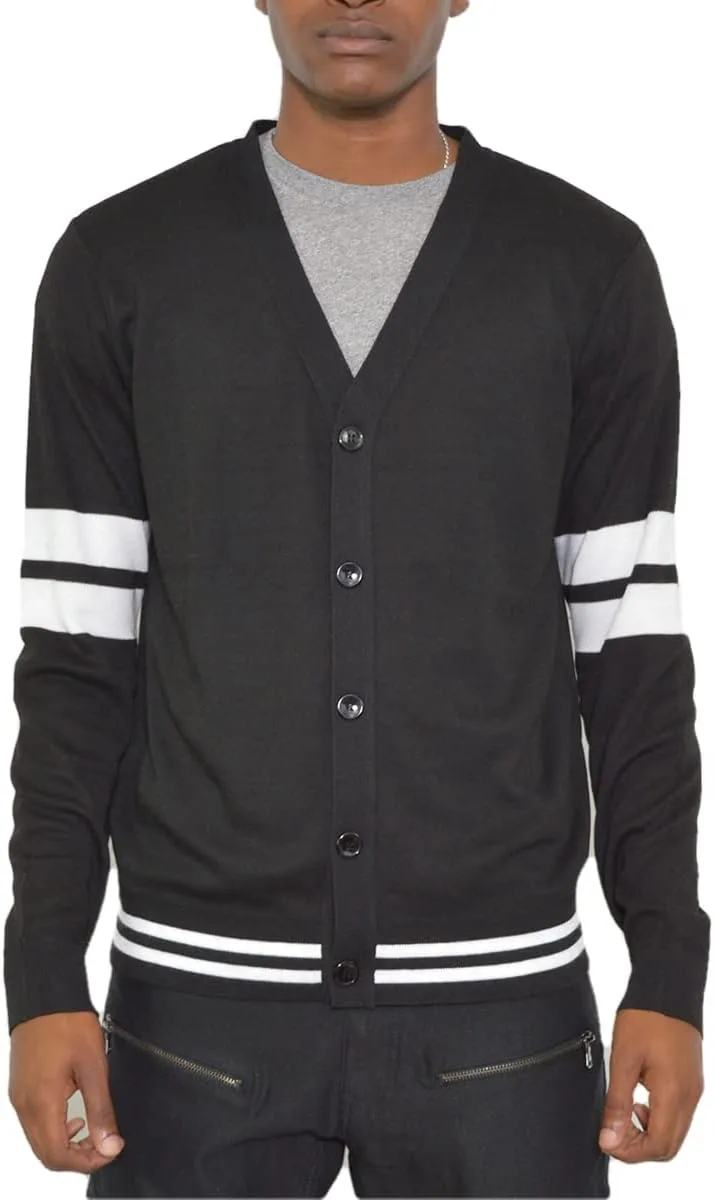 

Мужской кардиган-свитер — классический вязаный с длинными рукавами и пуговицами, полосатый, мягкий WEIV GEAR