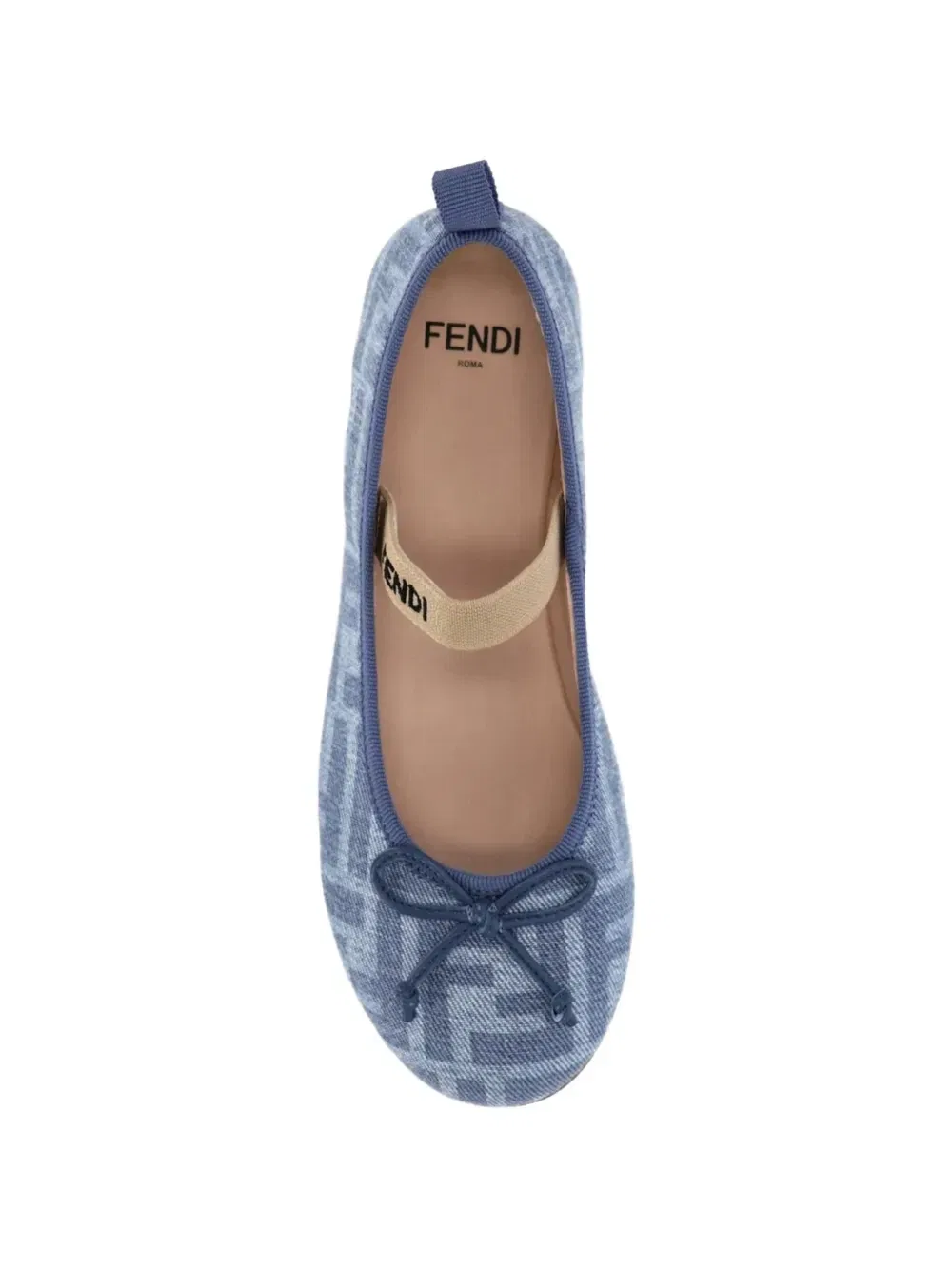 Балетки FF с круглым носком Fendi Kids, синий — фото 4