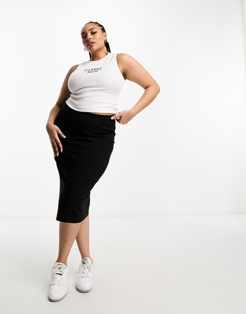 

Черная юбка-карандаш миди с завышенной талией ASOS DESIGN Curve ASOS