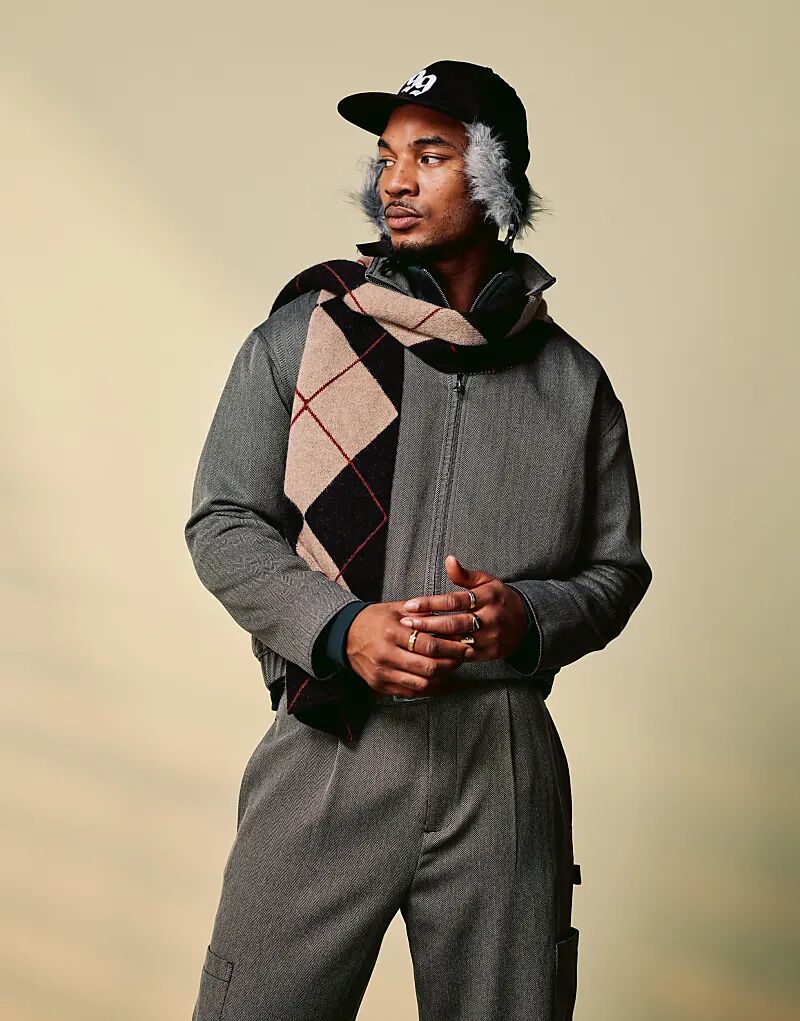 

Элегантная куртка-harington ASOS DESIGN серого цвета в ёлочку, Серый, Элегантная куртка-harington ASOS DESIGN серого цвета в ёлочку
