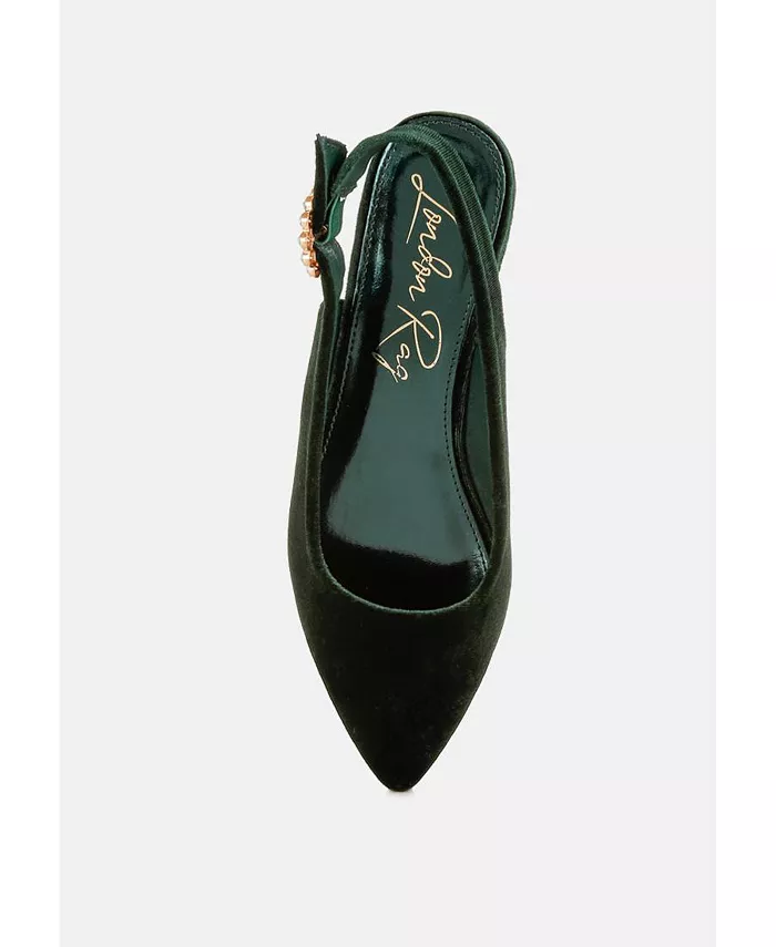 Dolan Velvet Slingback Туфли на плоской подошве женские сандалии London Rag, зеленый — фото 4