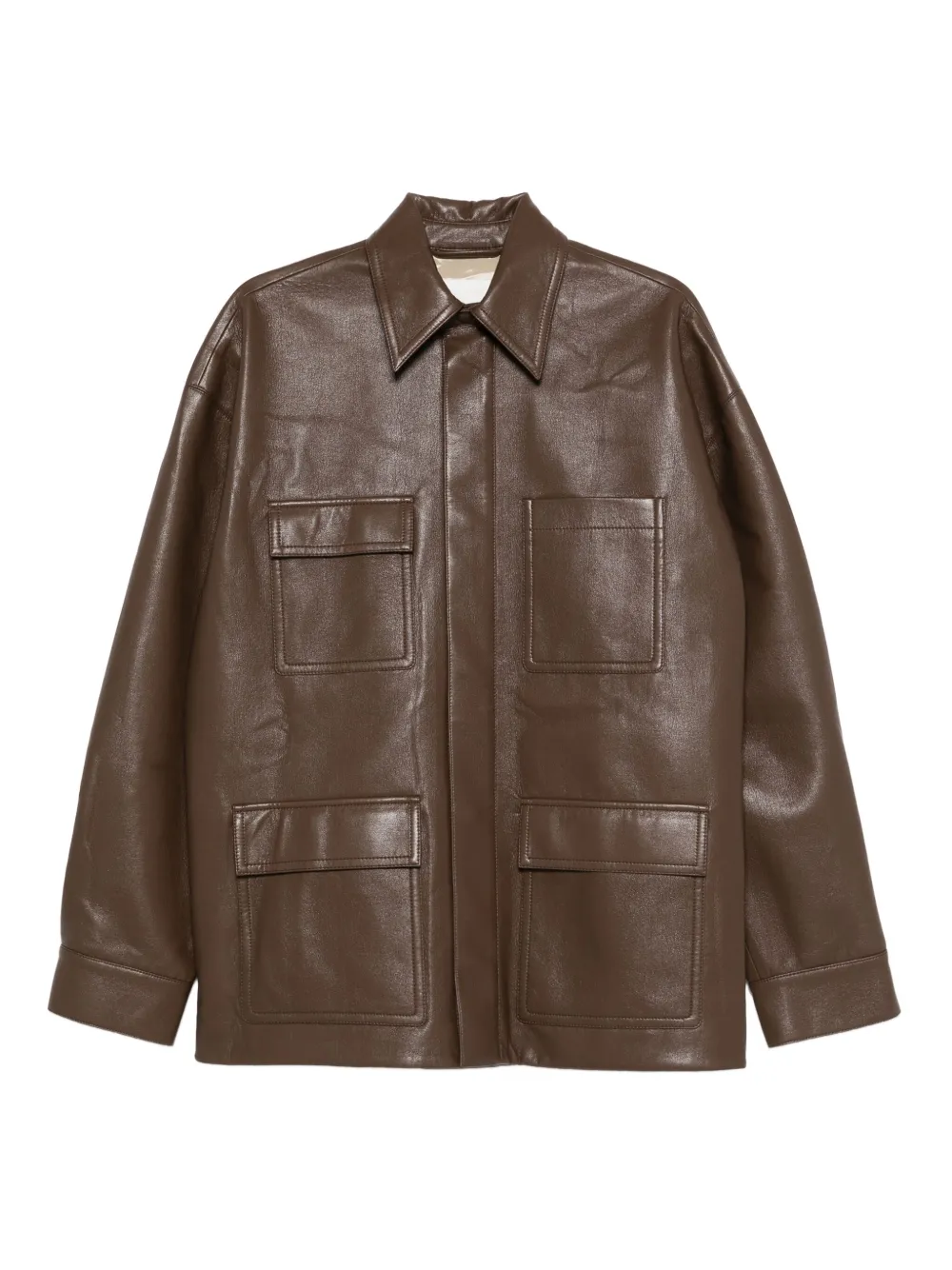 

Рубашка с накладными карманами Nanushka, коричневый