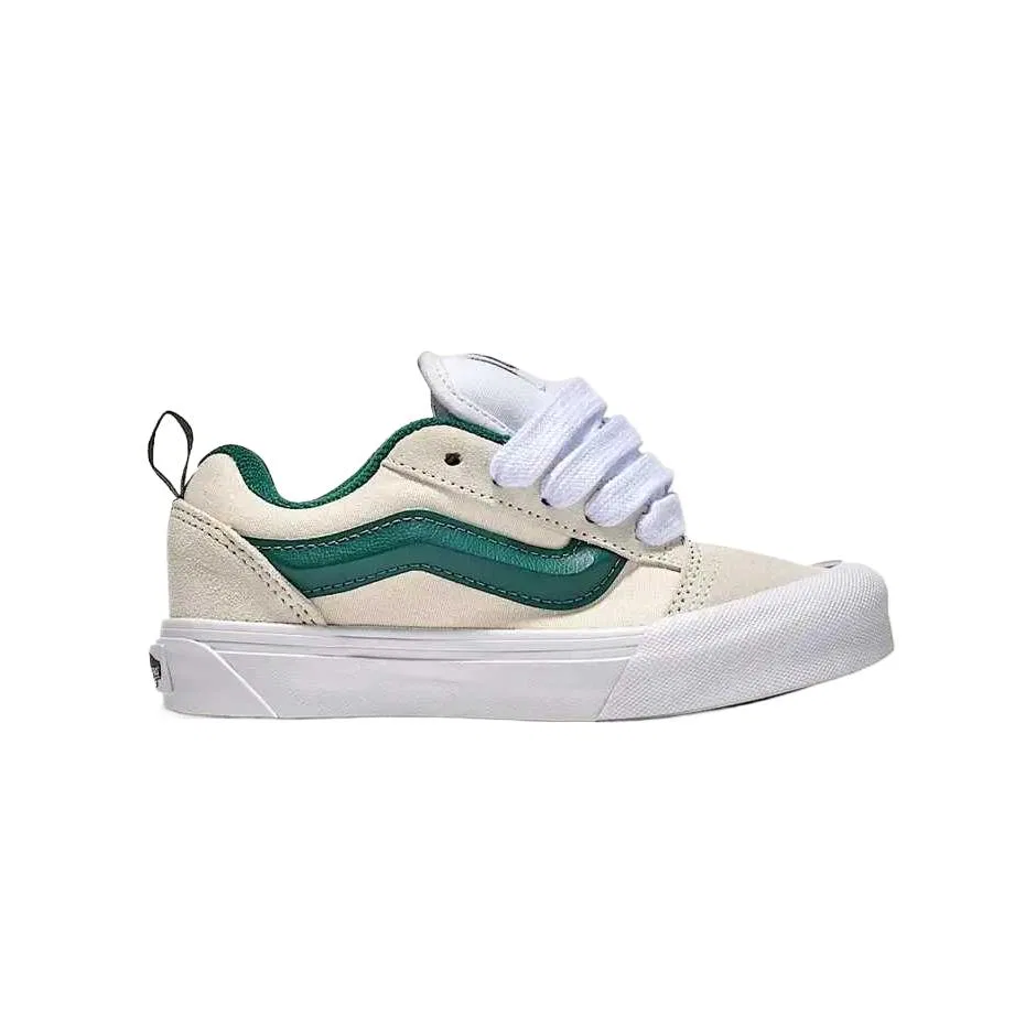 Кроссовки детские Vans Knu Skool Canvas Suede бело-зеленые — фото 2
