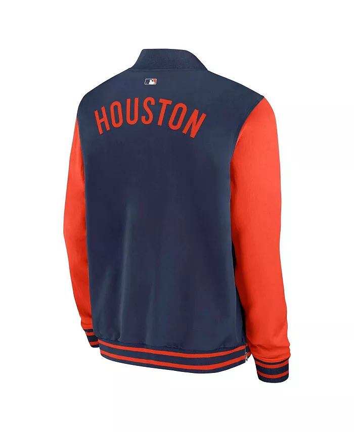 Мужская бомбер-куртка Houston Astros Authentic Collection Dugout на молнии, цвет: темно-синий/оранжевый Nike — фото 2