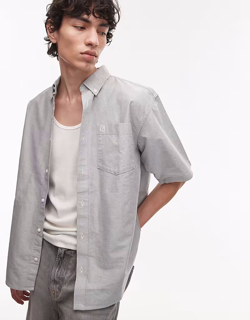 

Рубашка с короткими рукавами Carhartt WIP Braxton темно-серого цвета