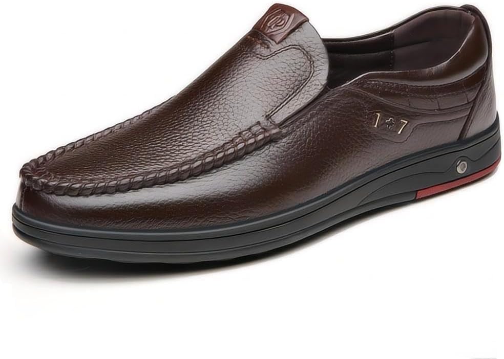 

Мужские повседневные лоферы Asifn, деловые кожаные формальные туфли без шнурков, легкие, дышащие, удобные для ношения на улице, коричневый