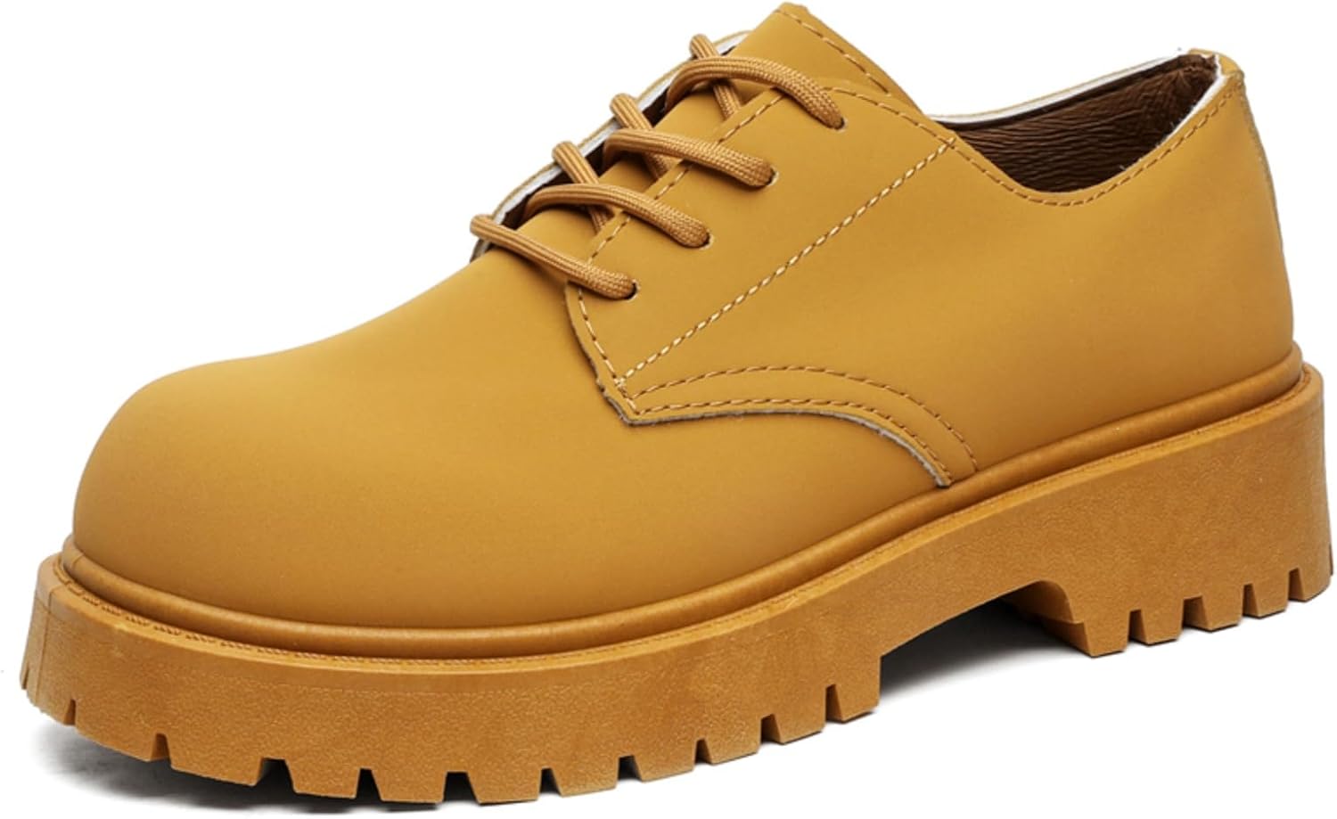 

Мужские прочные туфли с защитным носком, кожа Оксфорд, стильные, нескользящие, износостойкие, с толстой подошвой, увеличивающей рост, удобные повседневные прогулочные туфли для мужчин Kpdwfms, желтый