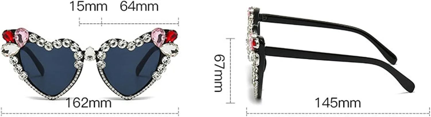 

Солнцезащитные очки Willochra в форме сердца со стразами, модные женские солнцезащитные очки с бриллиантовым блеском для вечеринки, хрустальные очки, Black