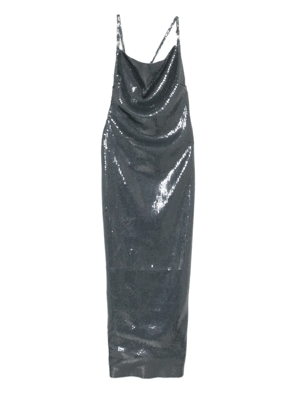 

Платье с драпированным вырезом и бретелями Coperni, серый