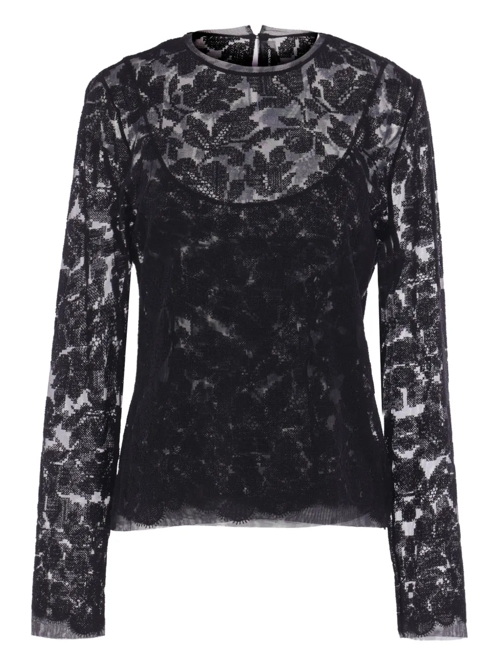

Кружевной топ с длинными рукавами Ermanno Scervino, черный