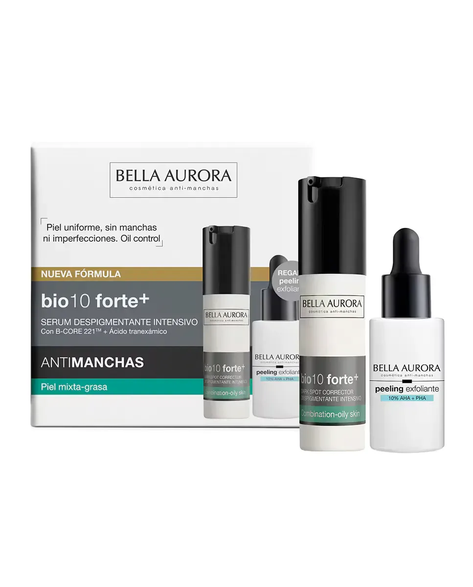 Подарочный набор Сыворотка Отбеливающая Bio 10 Forte+ Для комбинированной и жирной кожи Bella Aurora