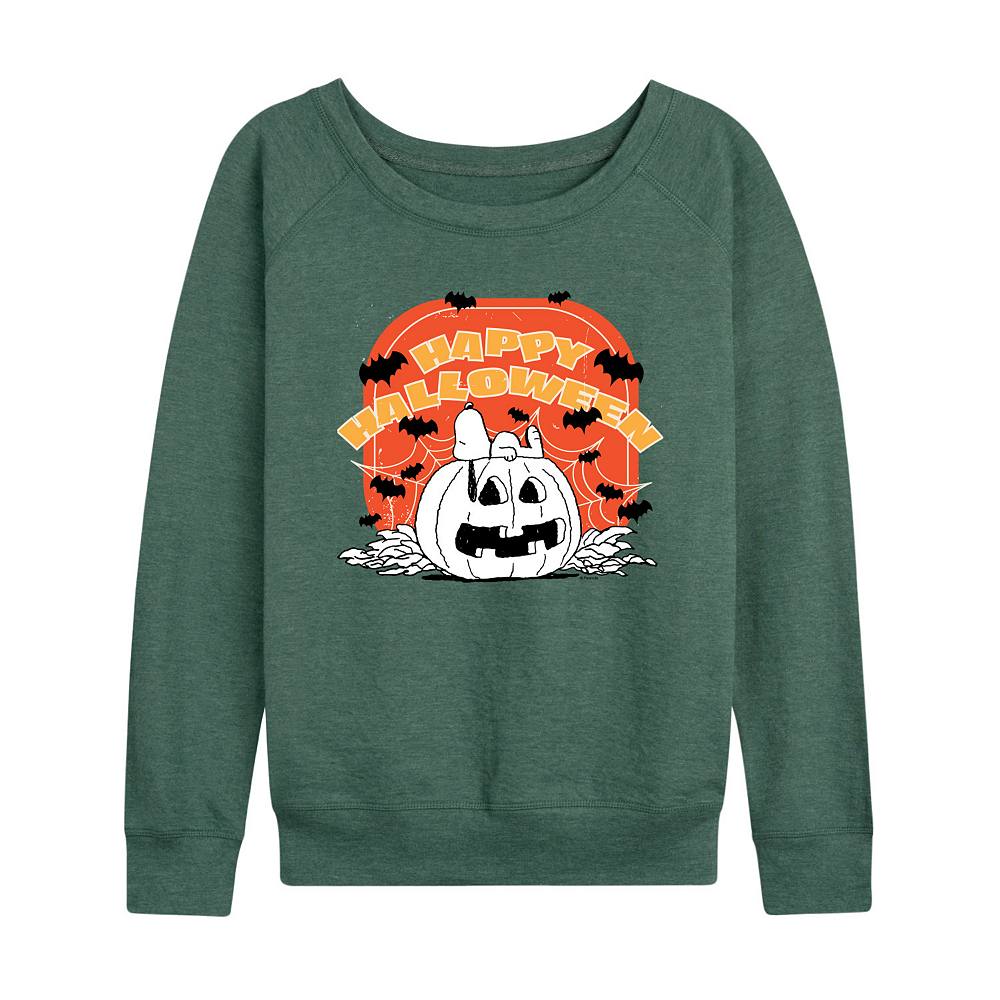 

Женский легкий свитшот из френч-терри с тыквой Peanuts Snoopy Happy Halloween Licensed Character, цвет Heather Green