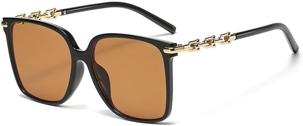 

Женские винтажные солнцезащитные очки с цепочками на дужках и градиентным переходом цвета, модные очки в крупной оправе, стильные для уличной фотосессии TYUVIVO, Black Brown