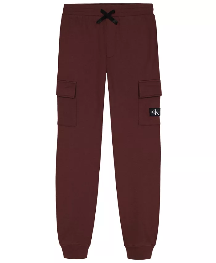 

Мальчики 8-20 карго джоггеры с ребристой резинкой на талии из флиса Calvin Klein, красный