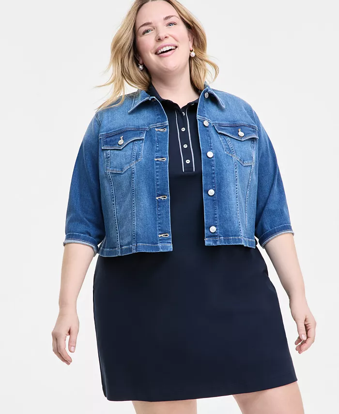 

Джинсовая куртка 3/4 с рукавом Plus Size Tommy Hilfiger, синий