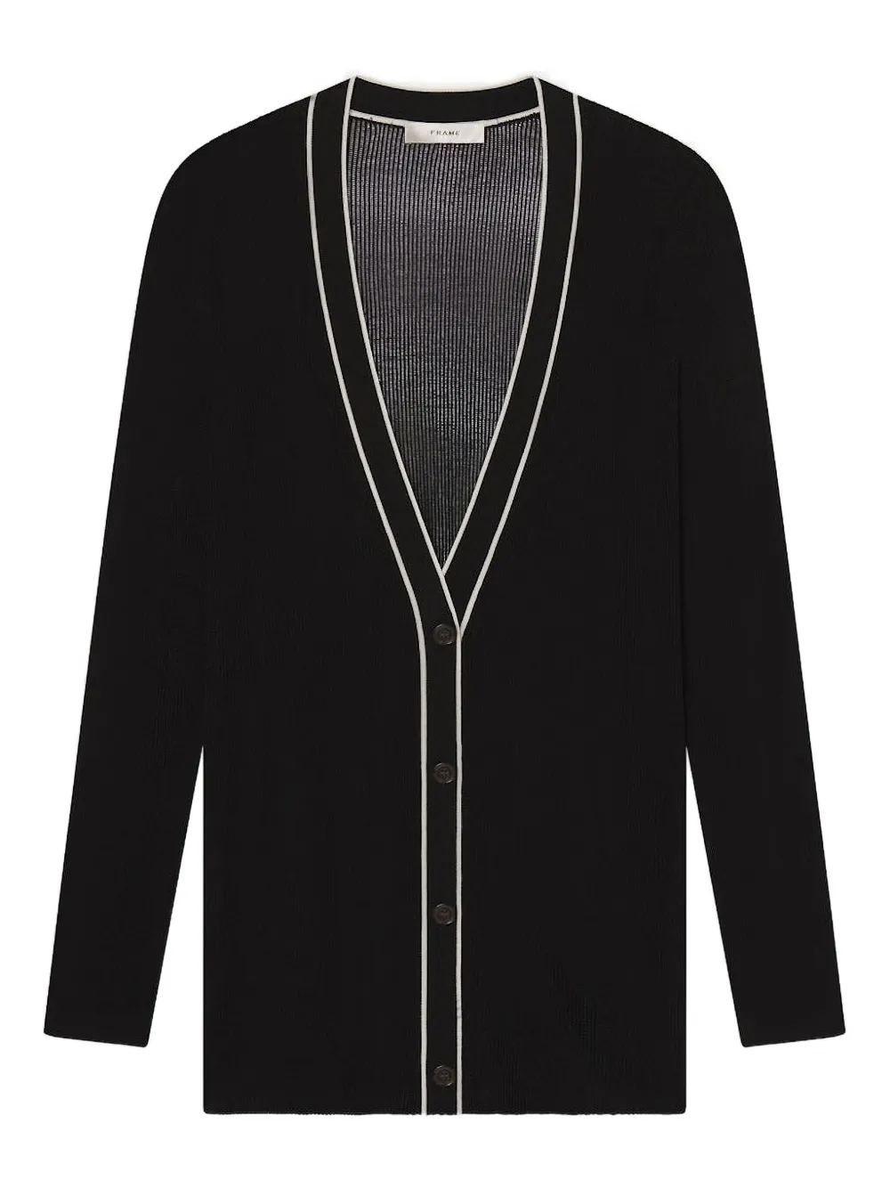 

Кардиган с V-образным вырезом и рубчатой вязкой FRAME, черный