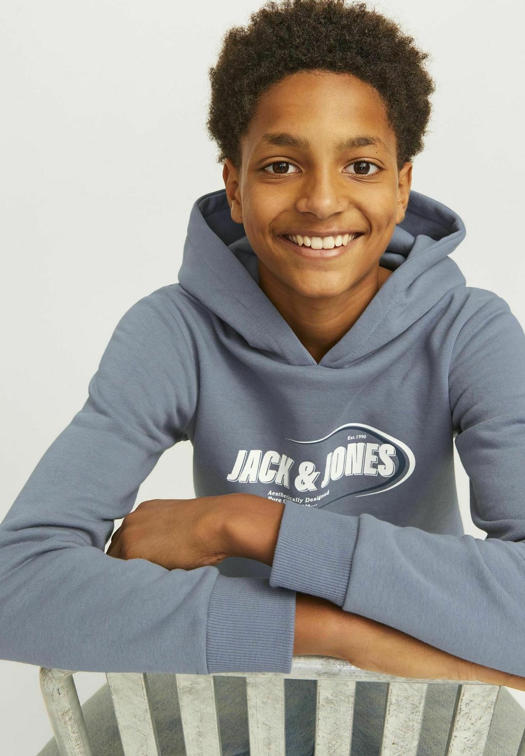 

Свитер с капюшоном LOGO Jack & Jones, сине-серый