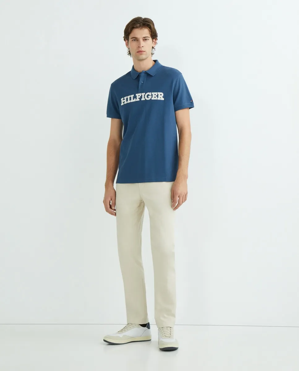 

Мужская рубашка-поло Regular fit с коротким рукавом из пике Tommy Hilfiger, индиго
