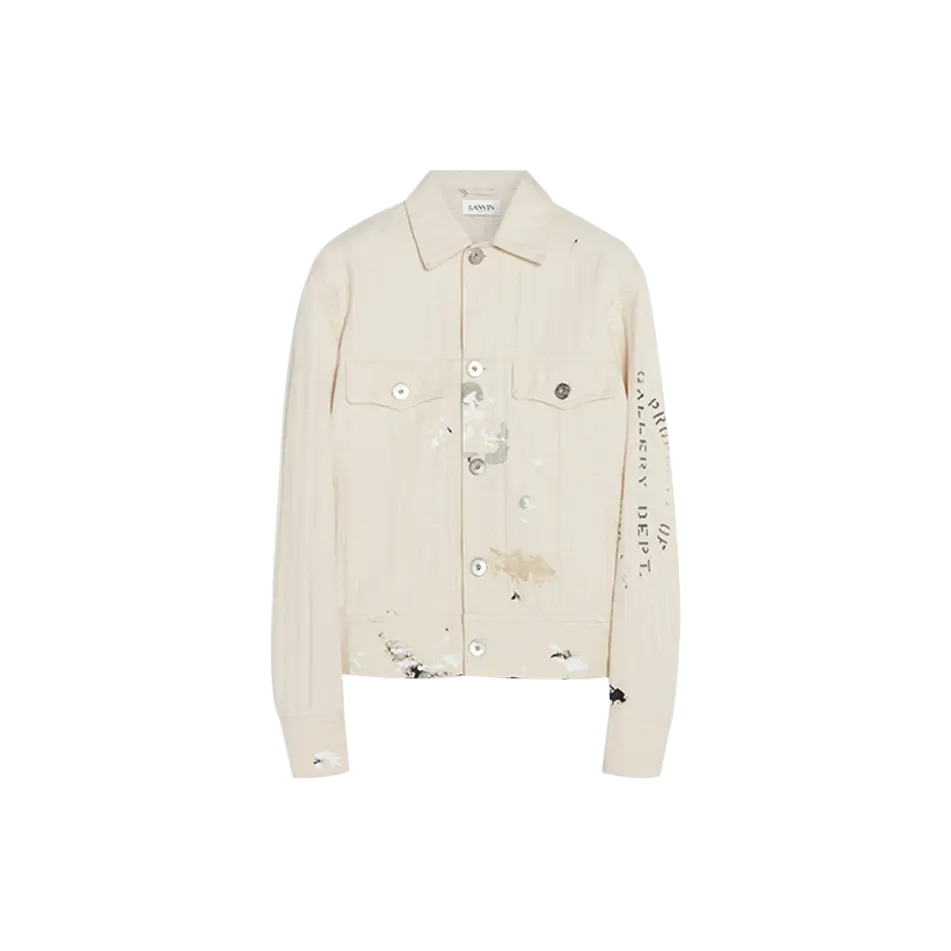 

Lanvin Куртка джинсовая с художественными разводами, Ecru