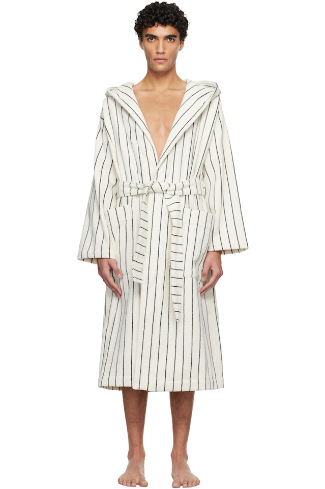 

Tekla Белый и зеленый махровый халат с капюшоном