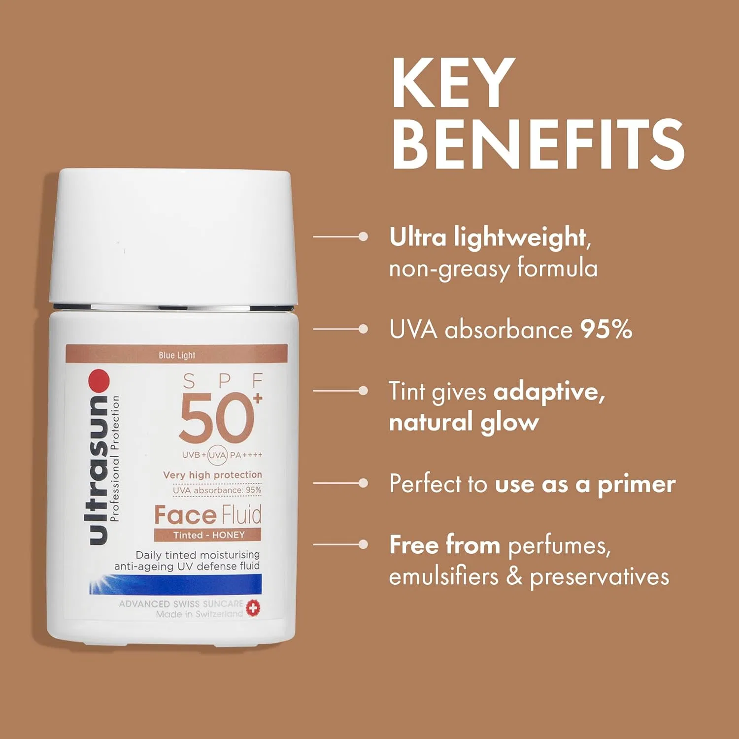 Тонирующий флюид для лица «Face Fluid SPF50+ Tinted Honey» 40 мл от Ultrasun Ultrasun — фото 4