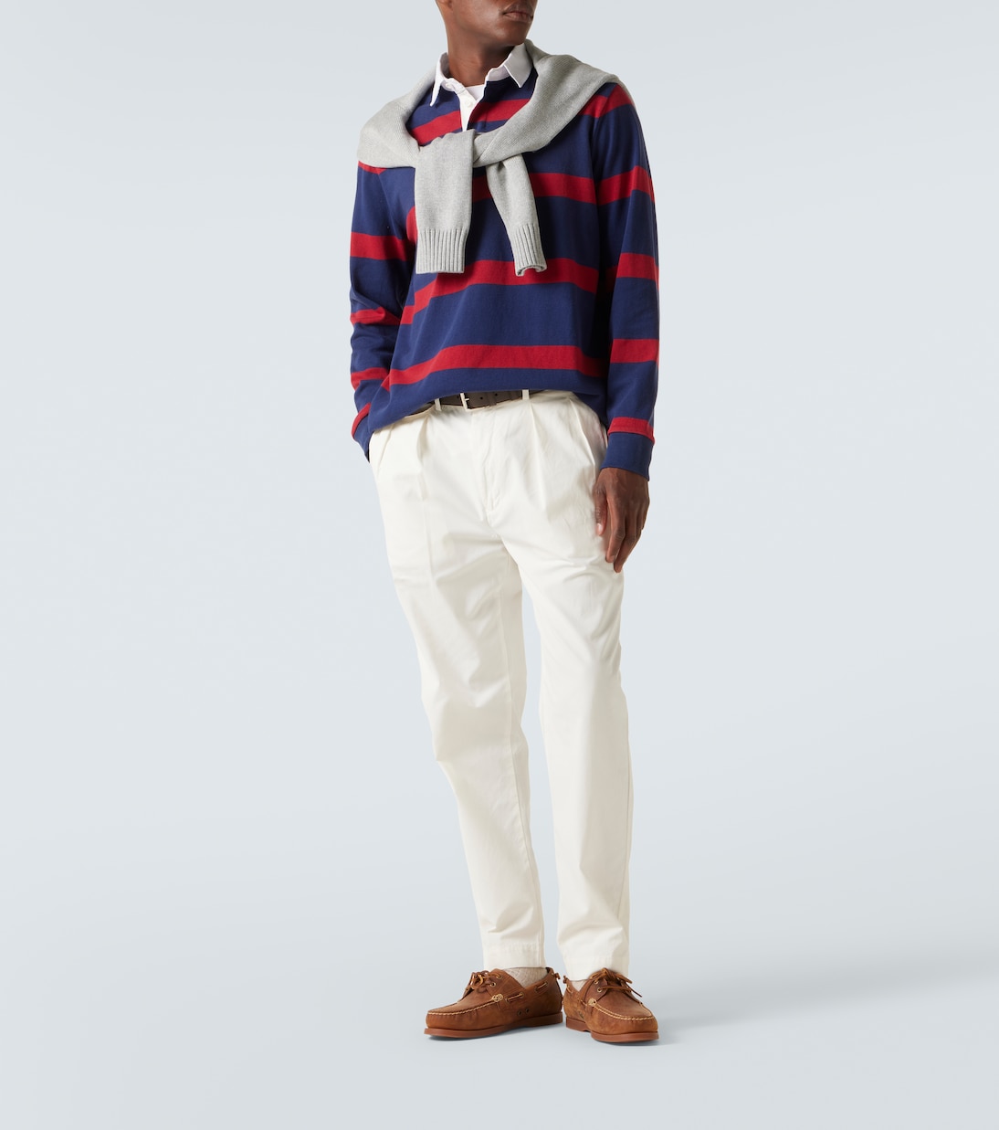 Полосатая хлопковая поло Polo Ralph Lauren, Camden Red/Dark Cobalt — фото 2