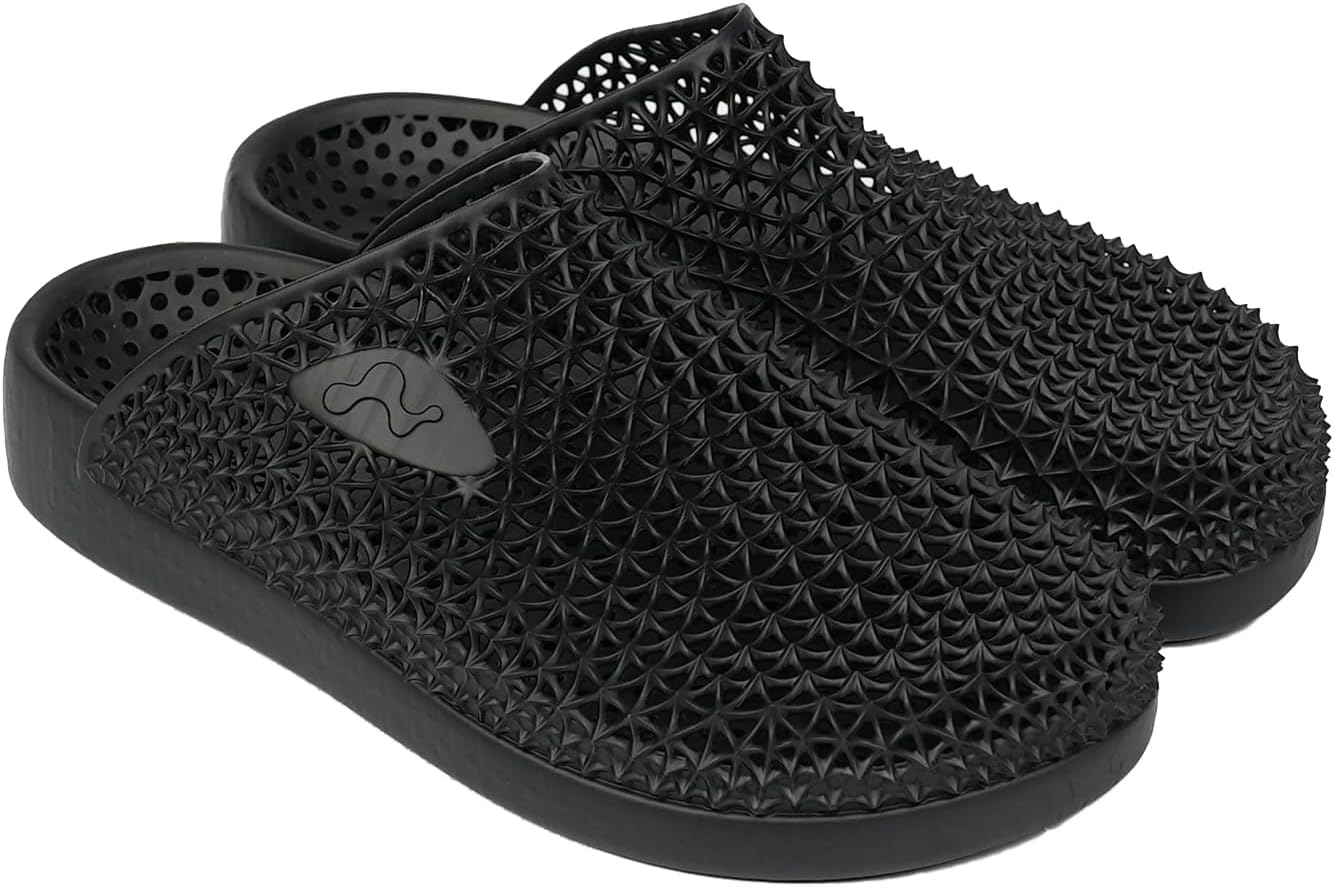 

UMEI Унисекс 3D принтованные шлепанцы для мужчин и женщин, закрытые тапочки, эргономичные восстановительные обувь Mellow, поддержка свода стопы, шипованный дизайн, сандалии для восстановления Moonwalker, черный