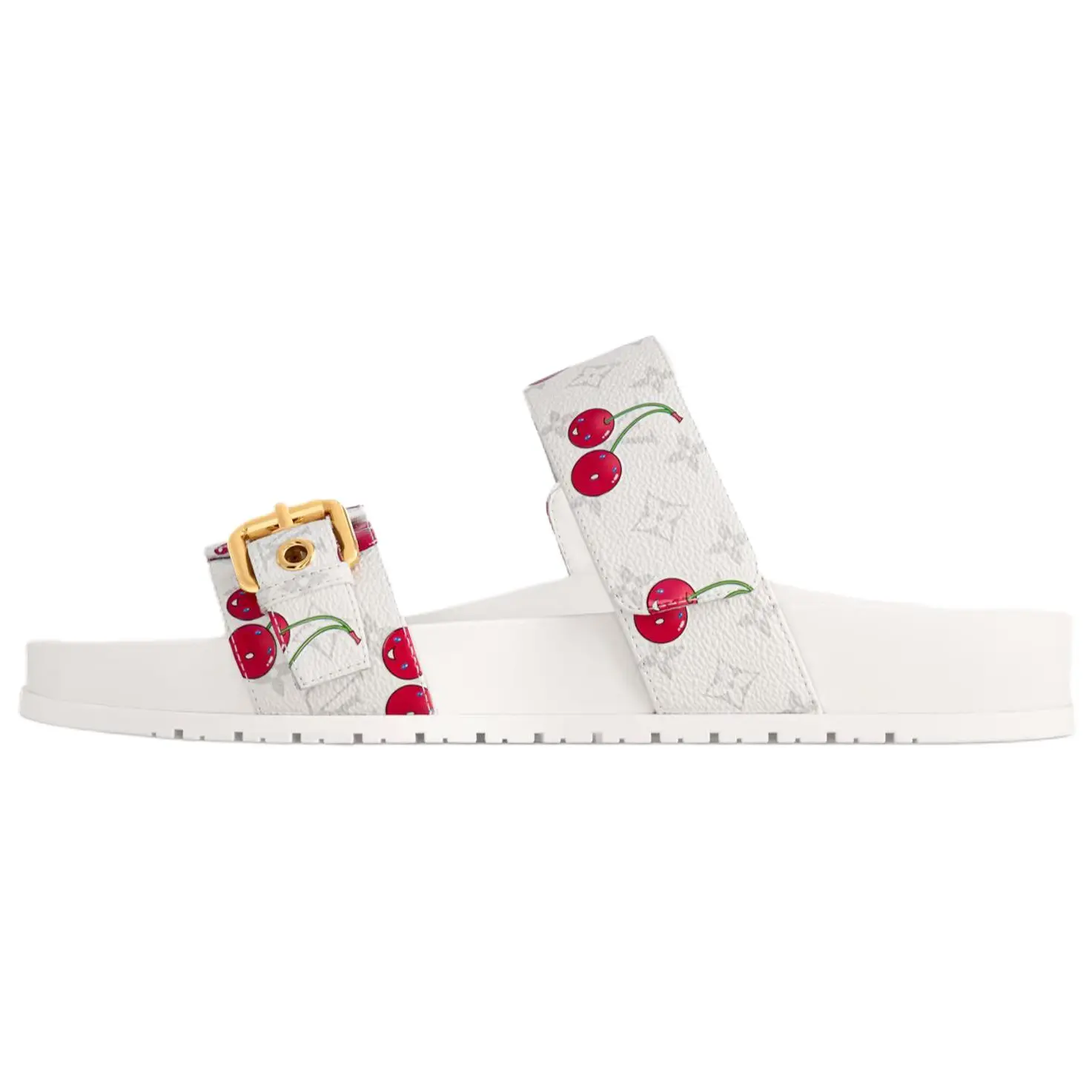 LOUIS VUITTON Женские мюли Cherry Bom Dia Flat Comfort Mule X Takashi Murakami White Monogram Cherry