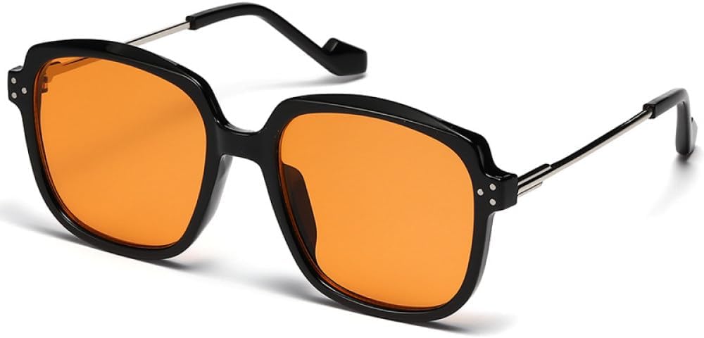 

Солнцезащитные очки для женщин и мужчин, модные, в металлической оправе, в винтажном стиле, солнцезащитные очки UV400 для улицы (черно-оранжевые, один размер) LXLHWN, Black Orange