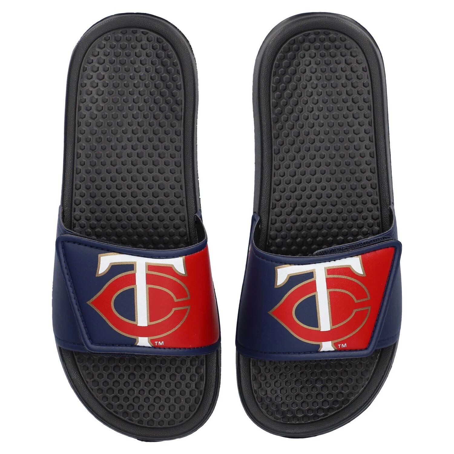 

Молодежные шлепанцы Legacy с цветными блоками и большим логотипом FOCO Minnesota Twins Unbranded