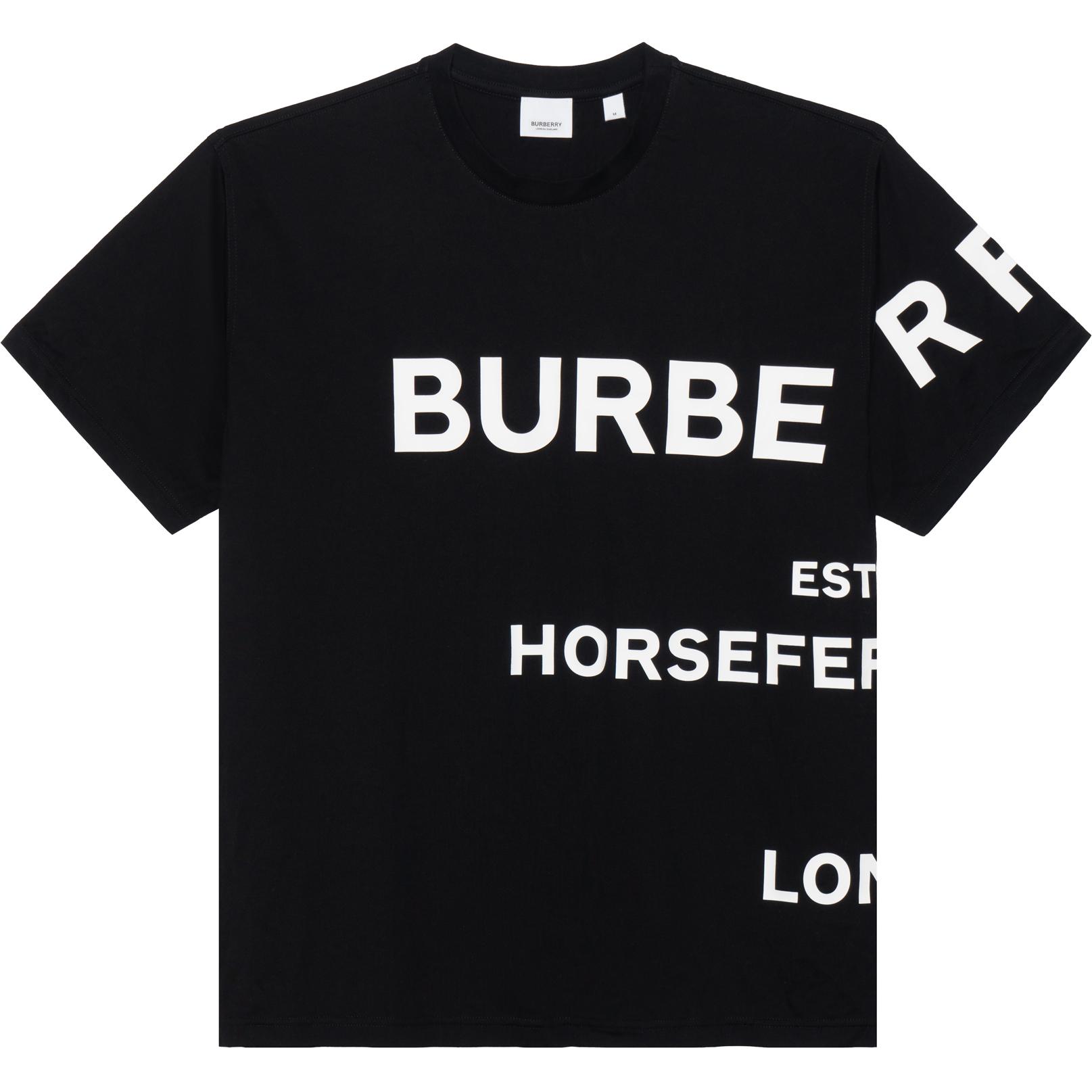 Футболка Burberry Horseferry Print оверсайз хлопковая черный — фото 3