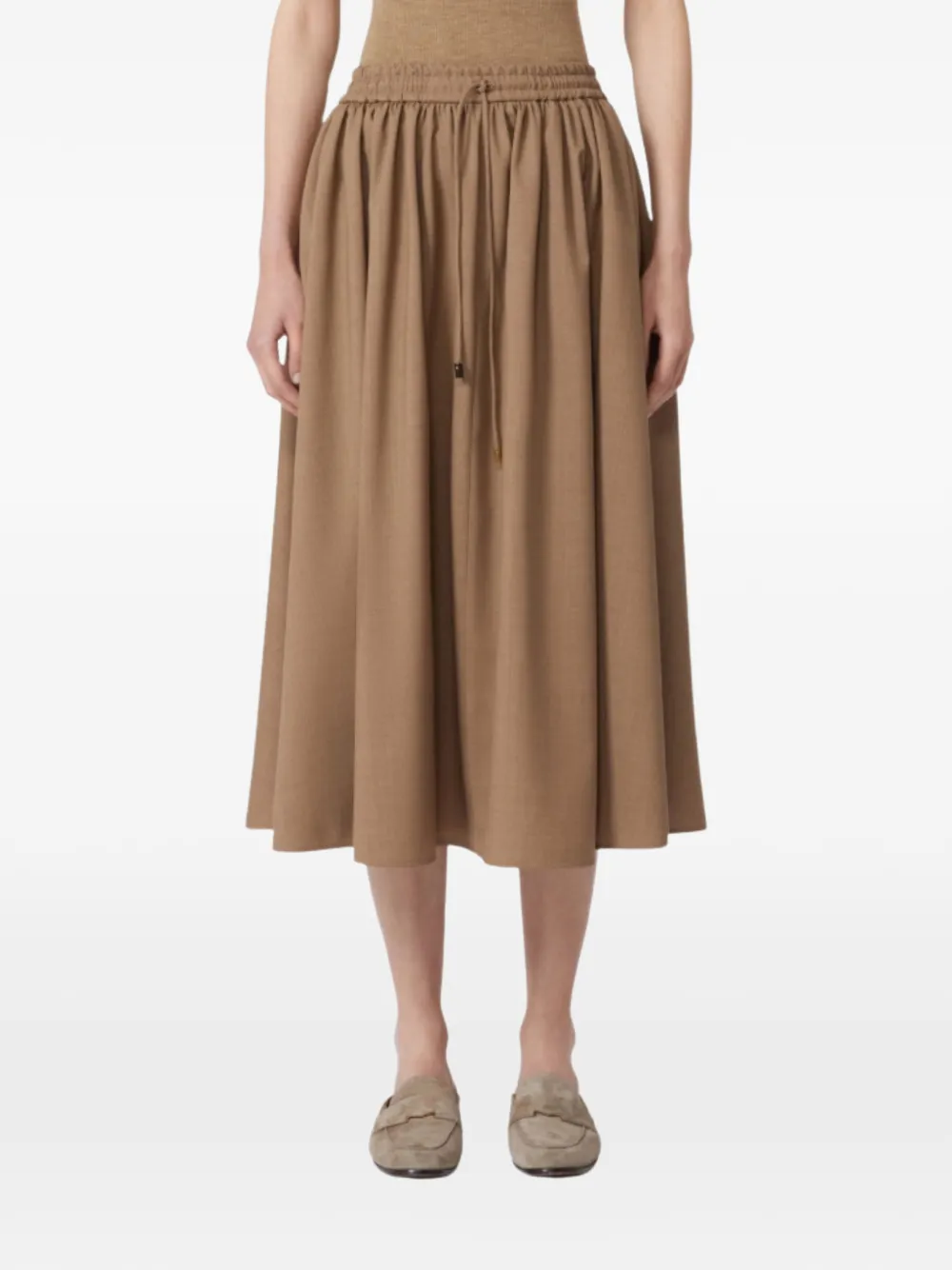 Юбка на резинке с завязками Max Mara, коричневый — фото 3