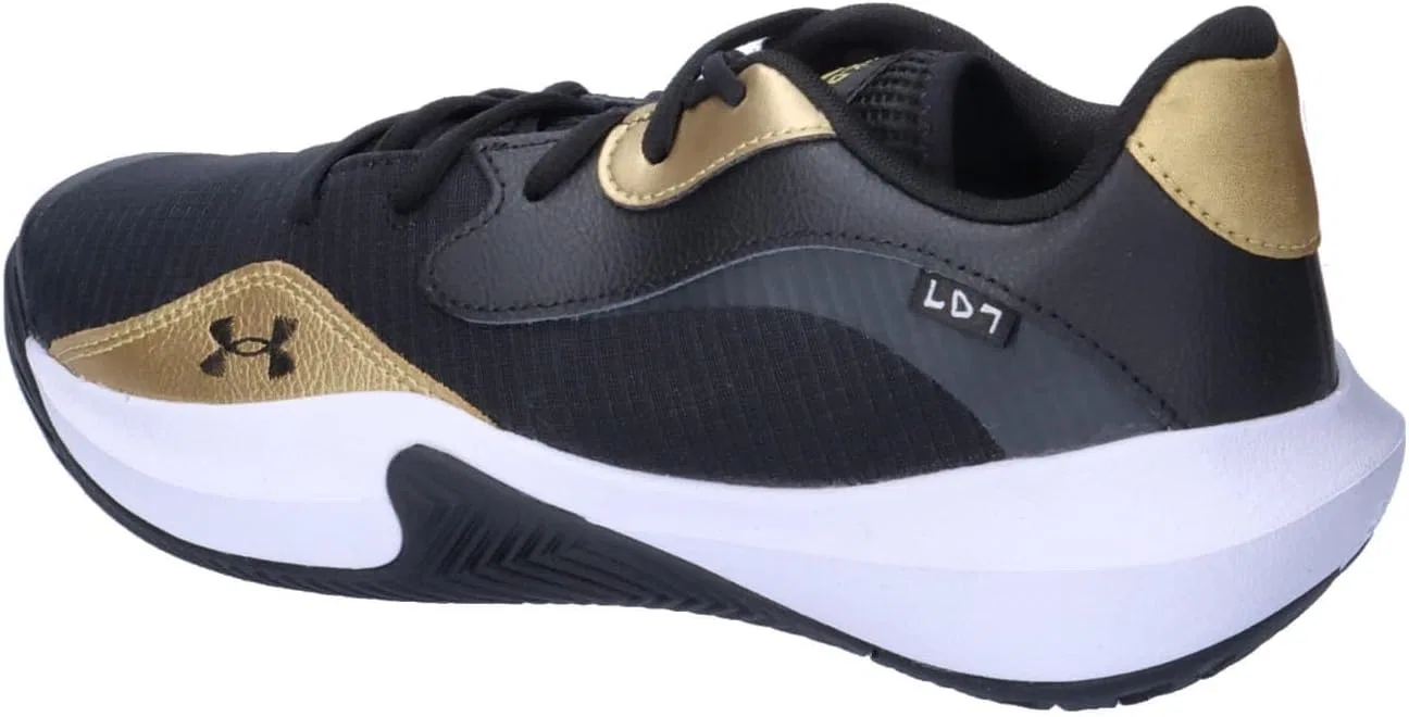 Мужские баскетбольные кроссовки Under Armour UA Lockdown 7 Low, Black Metallic Gold Black — фото 3
