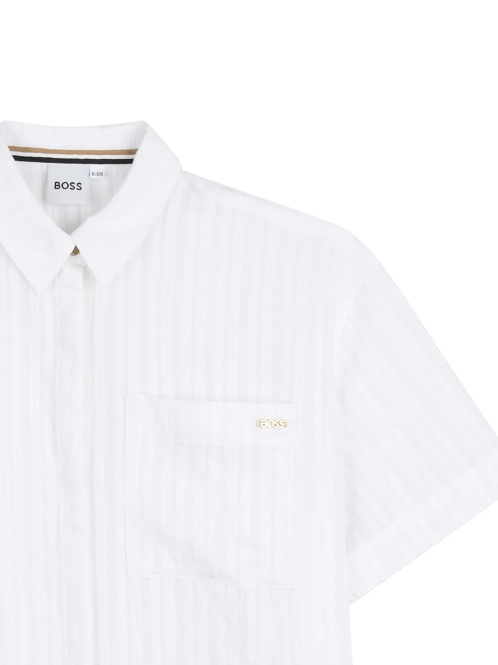 Полосатая рубашка с короткими рукавами Boss Kidswear, белый — фото 3