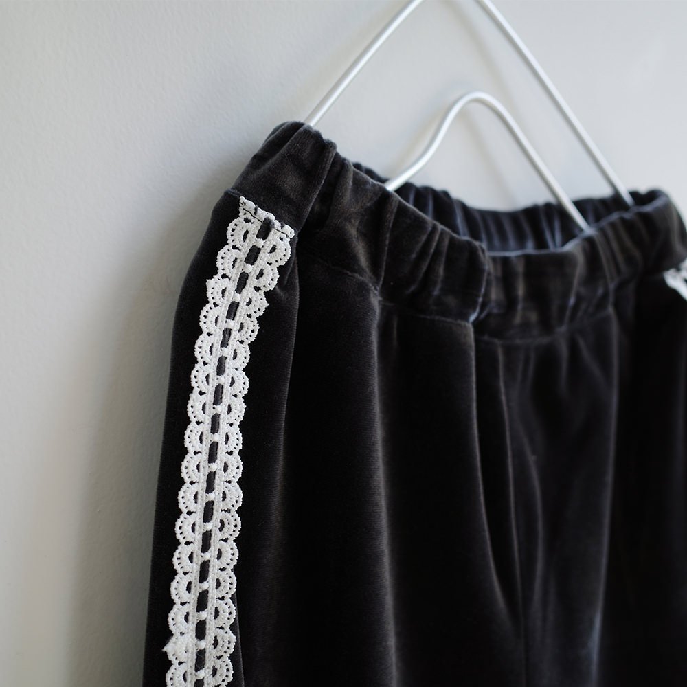Длинные велюровые брюки с кружевной отделкой. Branshes, Charcoal Gray — фото 3
