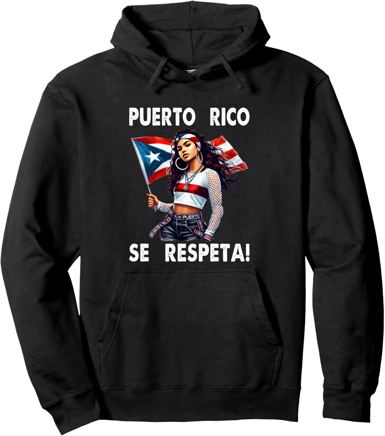 

Толстовка для девочек-подростков с флагом Пуэрто-Рико Se Respeta Boricua Puerto Rico Se Respeta Collection, More Here, черный