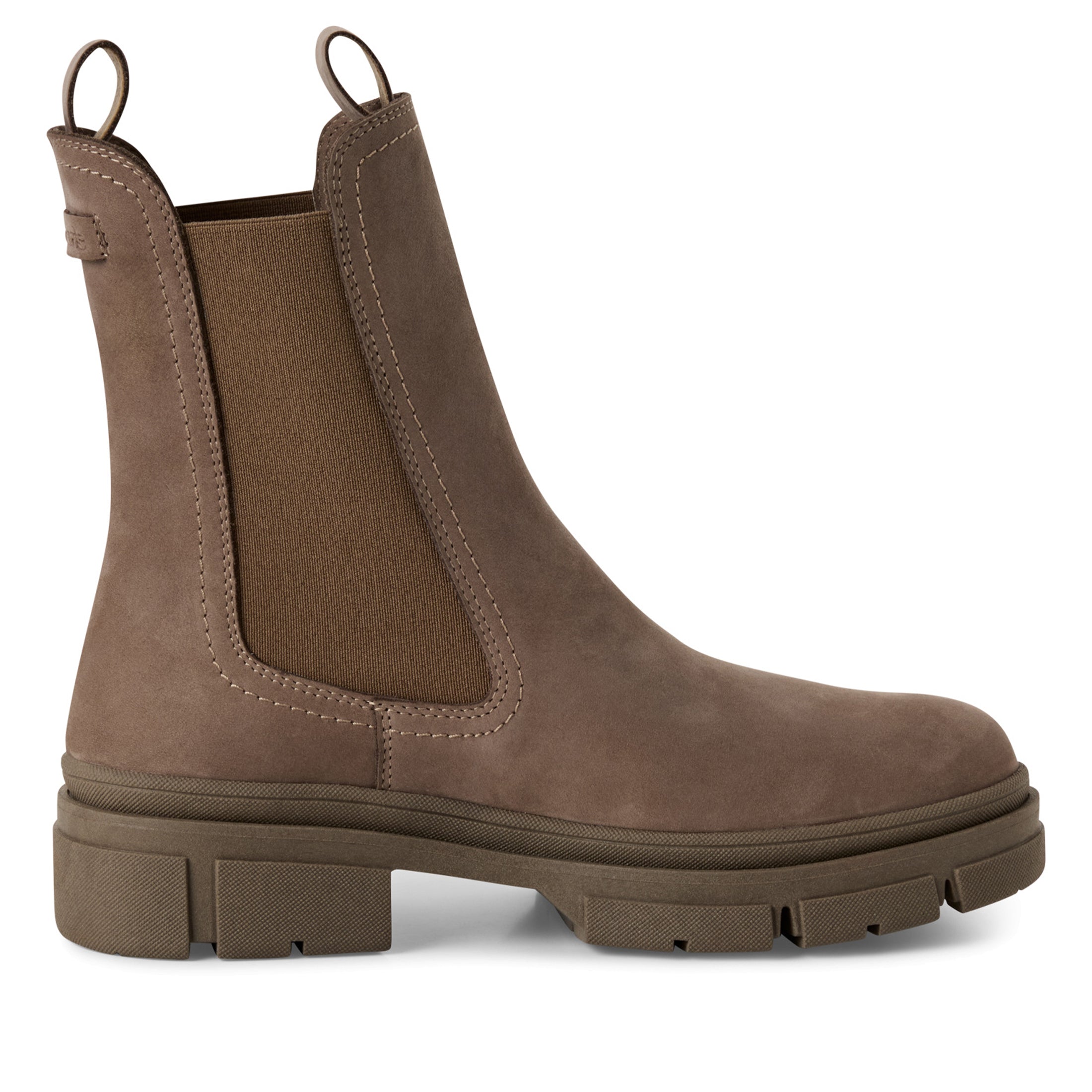 Tamaris женские высокие челси-ботфорты Dune Taupe из коричневой кожи на подтяжке TMRS
