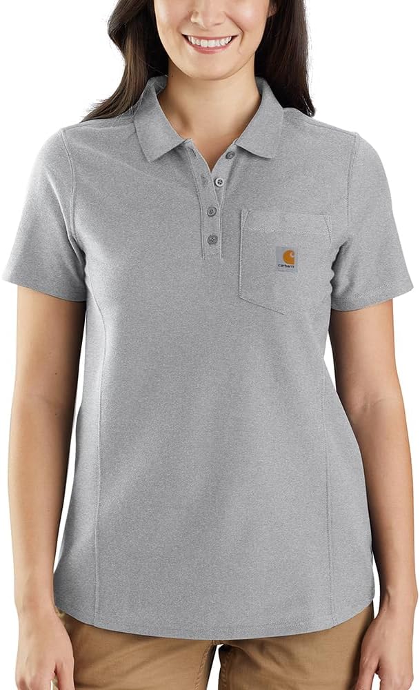 

Carhartt Women's 104229 Женская Контракторская Рабочая Поло с Карманом, Heather Gray