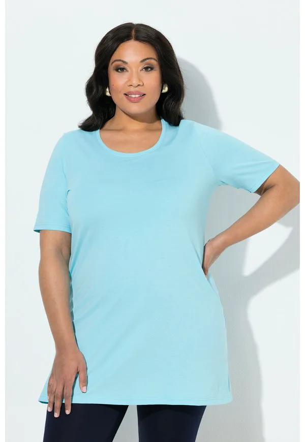 

Простая футболка Ulla Popken, Pale Turquoise, Синий, Простая футболка Ulla Popken, Pale Turquoise