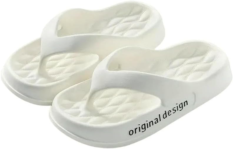 

Тапочки женские с толстой подошвой, нескользящие, однотонные, для дома, шлепанцы для ванной Dmmwcx, белый