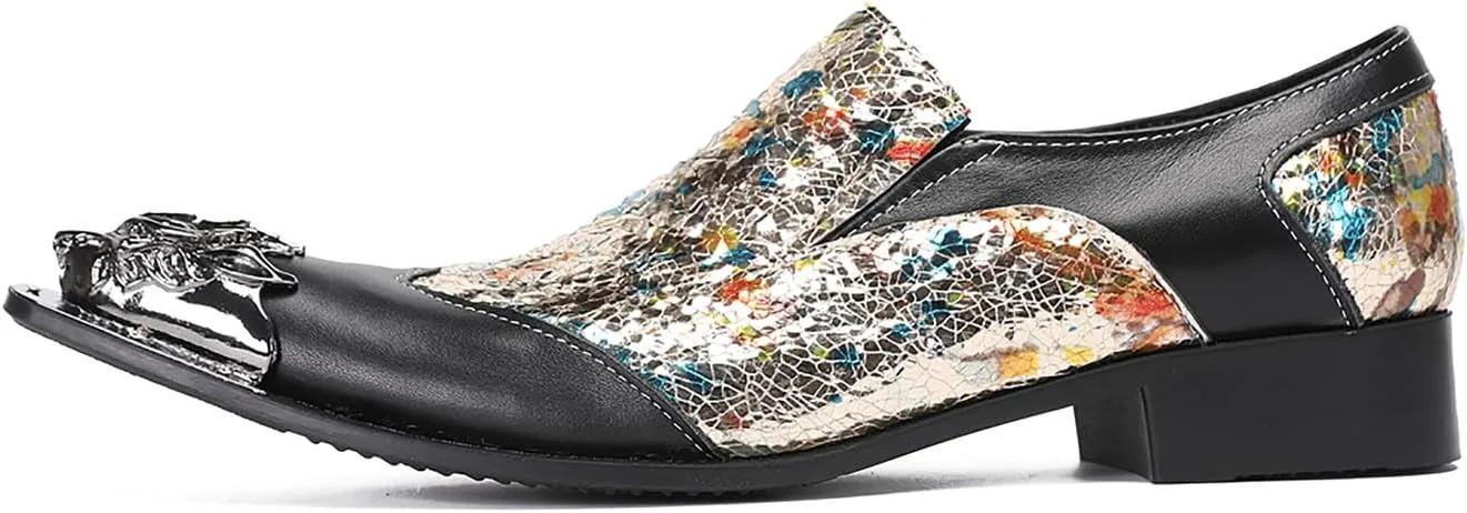 

Мужские повседневные туфли Santimon из кожи с металлическим наконечником, черные лоферы с камнями, формальная обувь в западном стиле для свадьбы, вечеринок, бальных танцев, мокасины без шнурков, мужские лоферы, черный/золотой