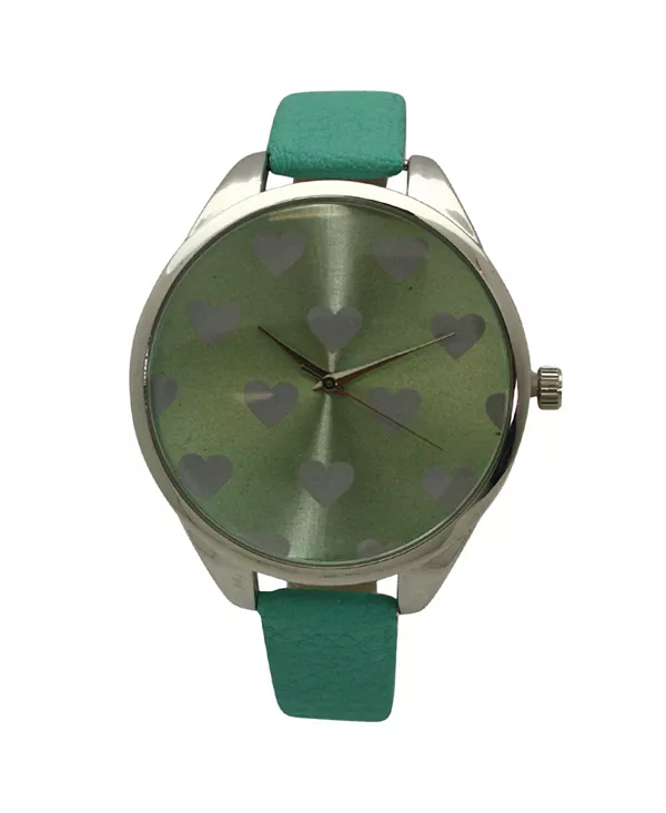 

Часы с кожаным ремешком и бирюзовым принтом в виде сердца Olivia Pratt, teal