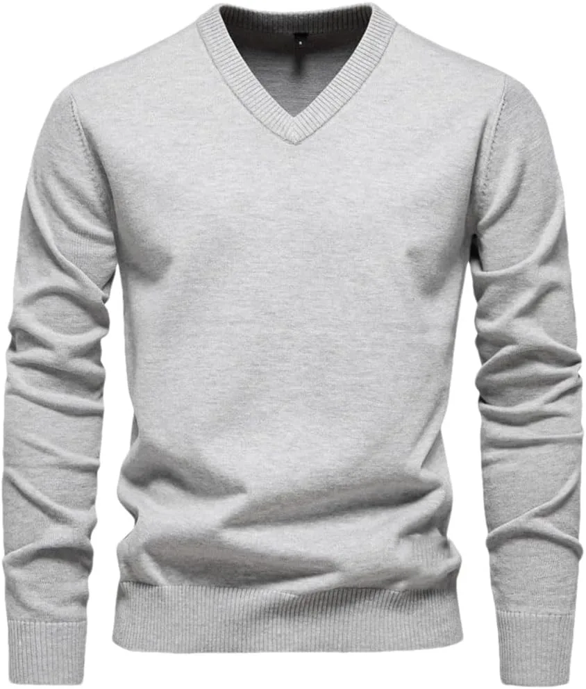 

Мужской вязаный свитер с V-образным вырезом