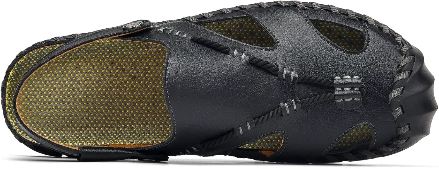 

Мужские сандалии Shaire, кожаные, с закрытым носком, для пляжа и улицы, черный