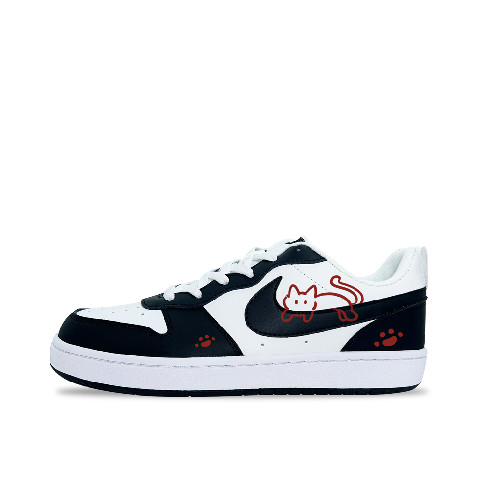 

Nike Court Borough Meow Fun Red нескользящие, устойчивые к истиранию, водонепроницаемые низкие кроссовки для скейтбординга black детские