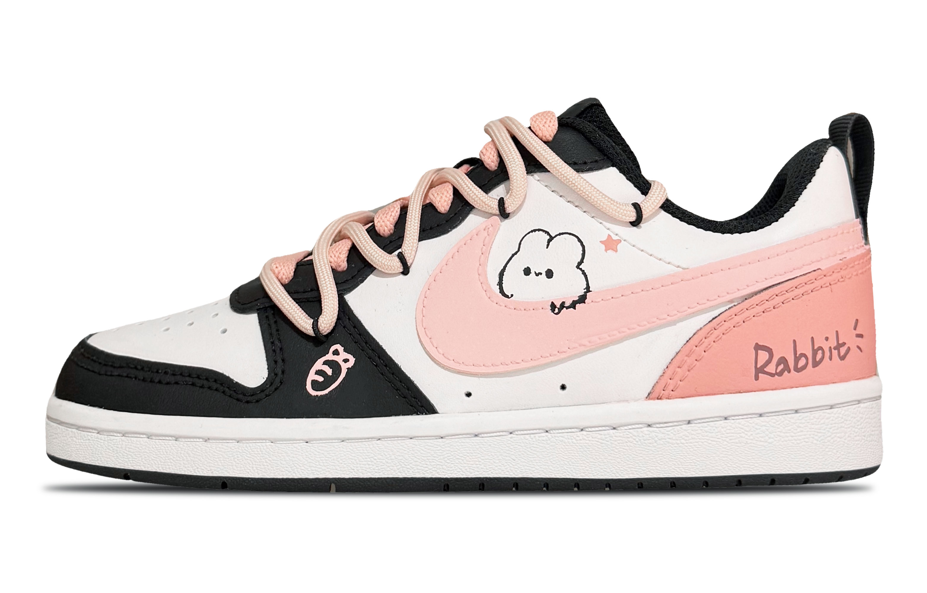 

Nike Court Borough Sweet Peach Bunny 1.0 устойчивые к истиранию низкие детские скейтбординг кроссовки Black Unisex