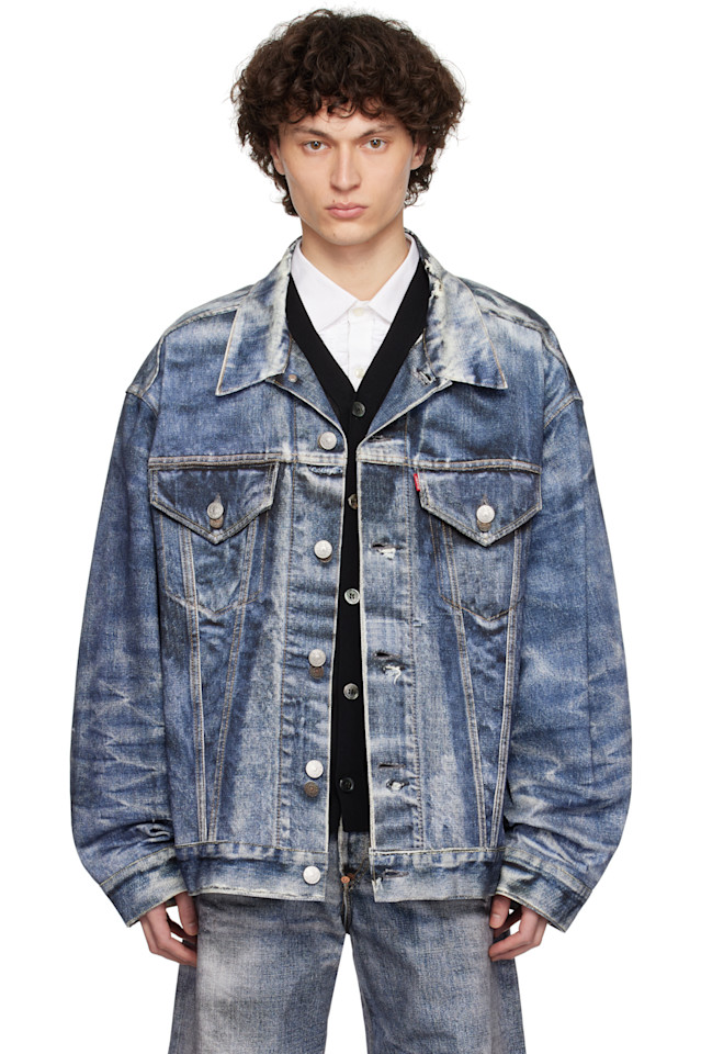 

Куртка Levi's Edition из хлопкового твила с принтом Junya Watanabe, индиго