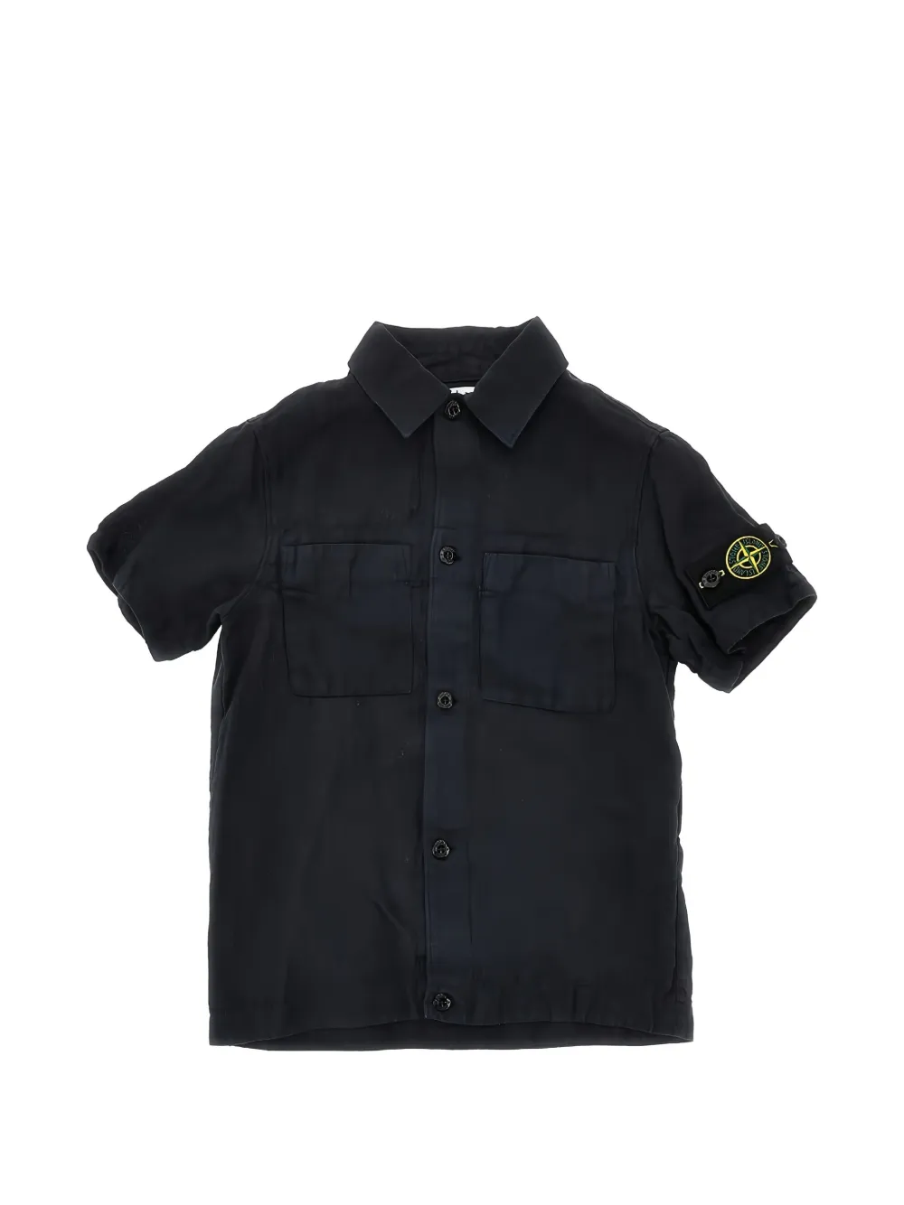 

Рубашка с короткими рукавами и нашивкой-компасом Stone Island Junior, черный
