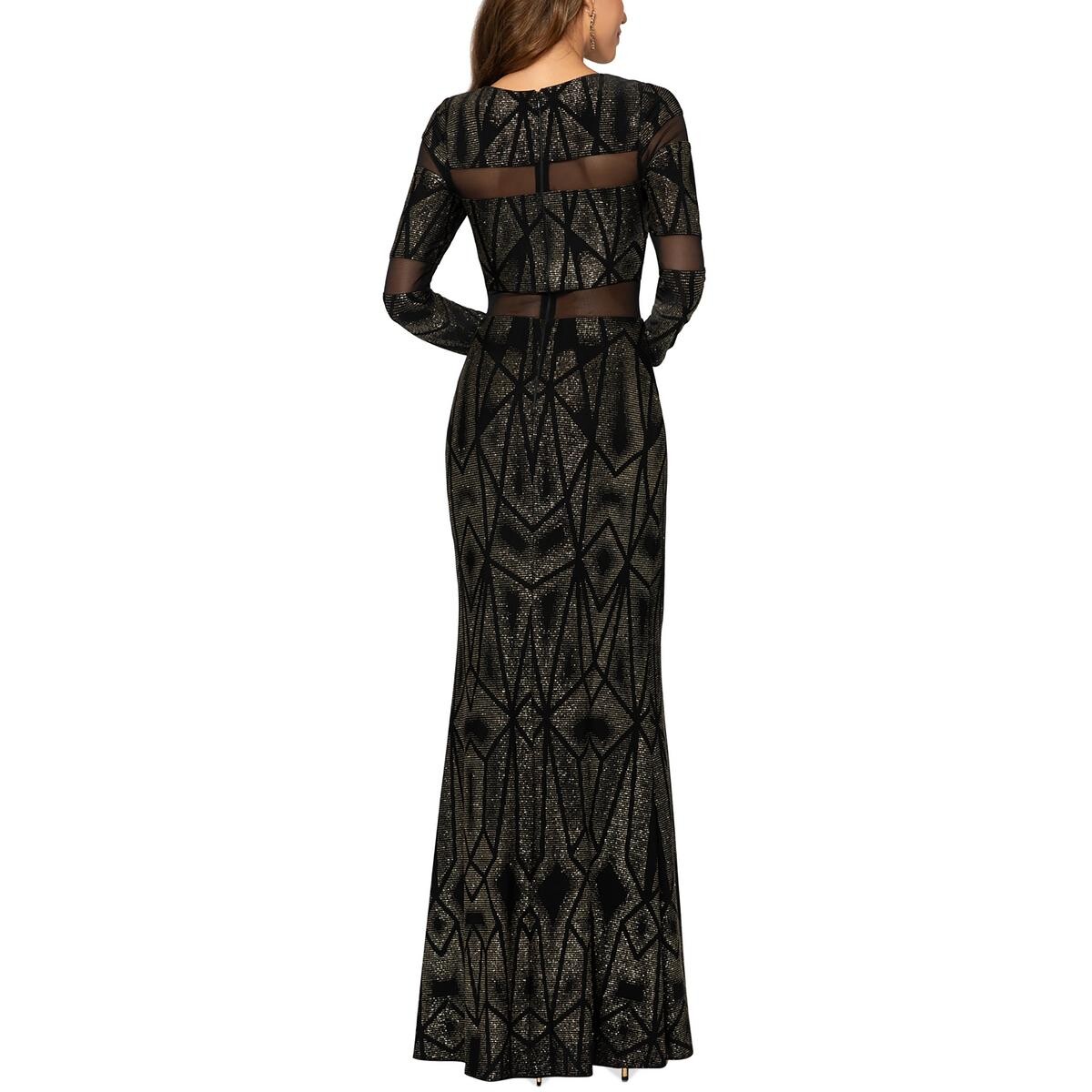 

Женское вечернее платье из металлизированного полиэстера Betsy & Adam, цвет Black/Gold